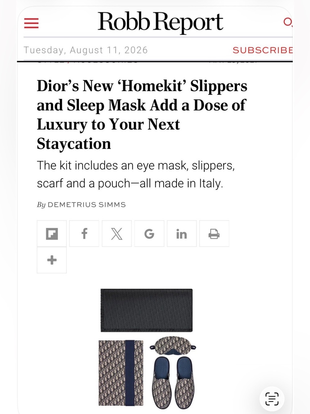 Dior Homme oblique Men’s or women’s Navy & Beige Monogram just the Sleep Mask